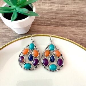 2/$30🌵 Southwestern Mojave Turquoise Stones Colorful Earrings Boho Western NEW